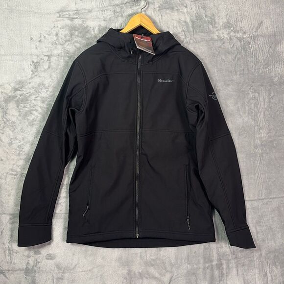 NWT New Moosejaw Black Hooded Softshell Full Zip Lightweight Jacket Size Small